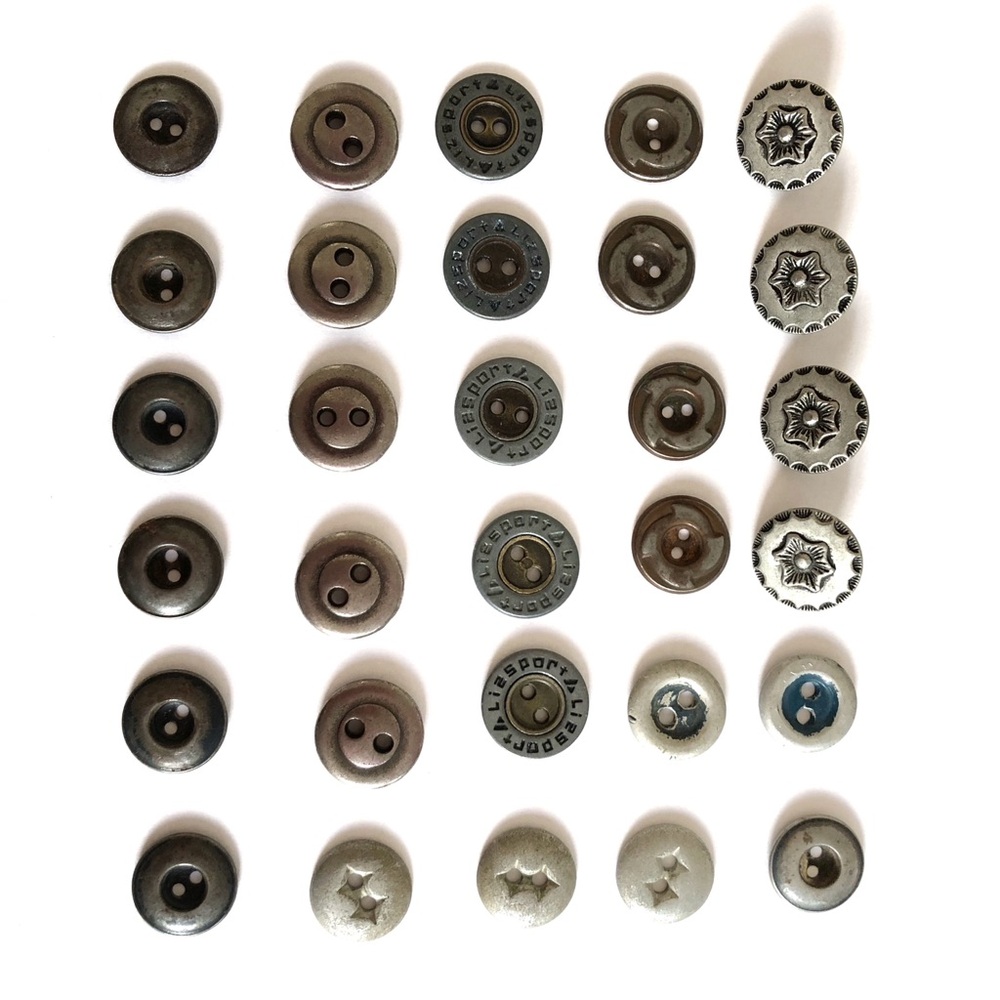 Lot of 30 Vintage Metal Buttons 1/2” Workwear Steel Uniform Great Quality
